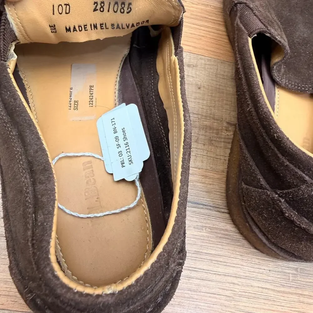 LL Bean Size Men's 10D suede Brown Loafers Shoes